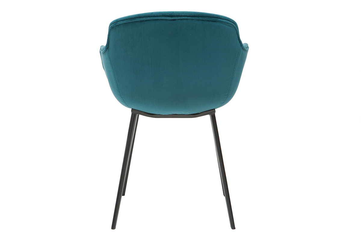 Sedie design in tessuto velluto blu petrolio e metallo nero (set di 2) SAKE
