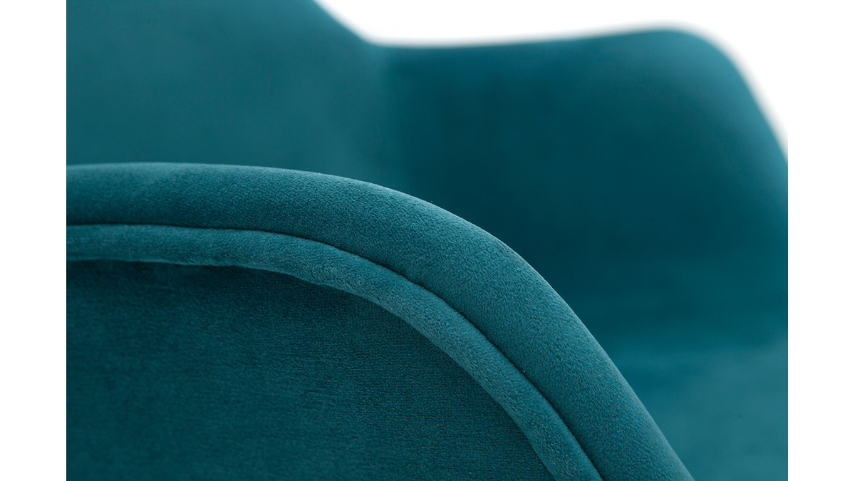 Sedie design in tessuto velluto blu petrolio e metallo nero (set di 2) SAKE