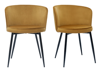 Sedie design in tessuto velluto color bronzo e metallo nero (set di 2) SERIF