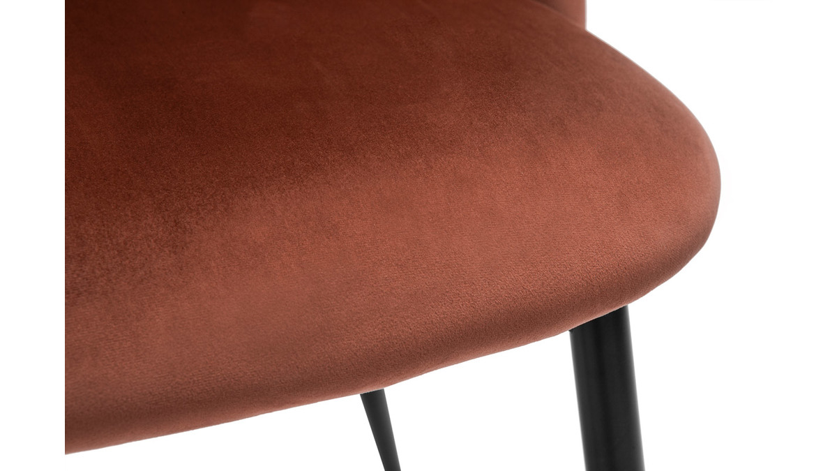 Sedie design in tessuto velluto color rosso mattone e metallo nero (set di 2) CELESTE