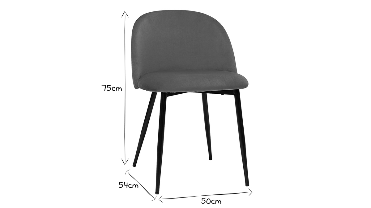 Sedie design in tessuto velluto color talpa e metallo nero (set di 2) CELESTE