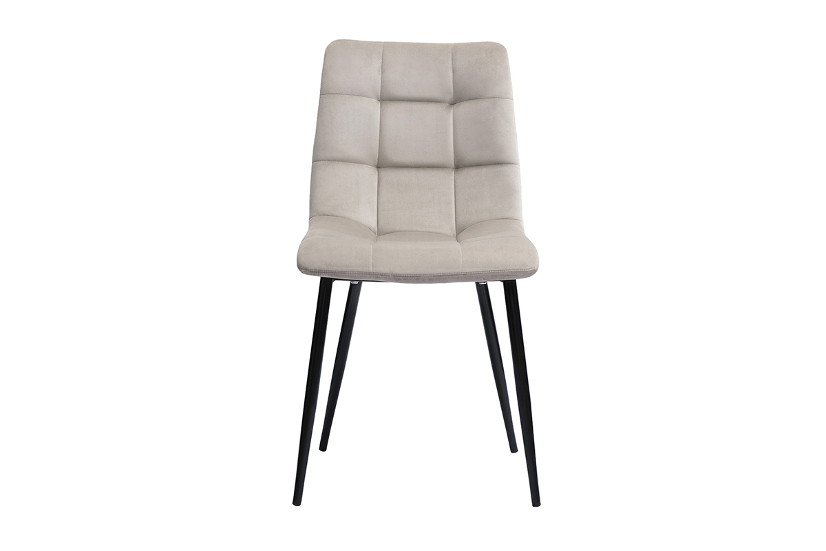 Sedie design in tessuto velluto color talpa e metallo nero (set di 2) MAXWELL