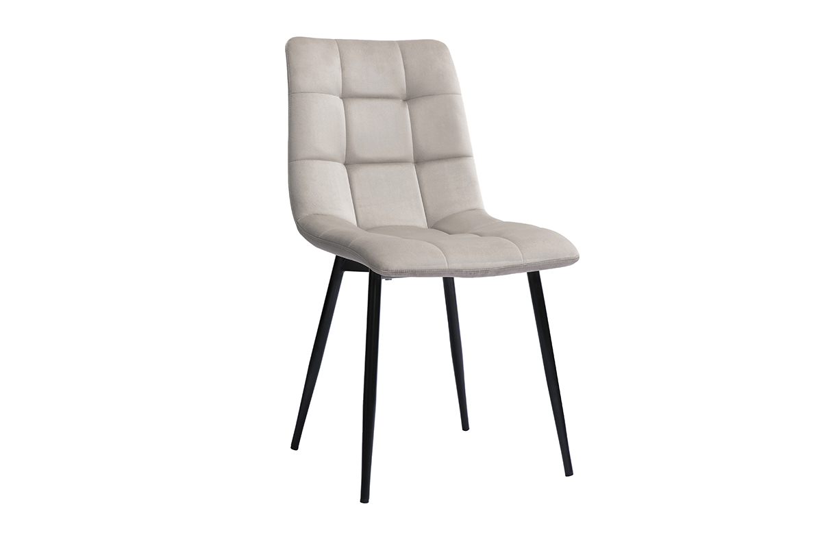 Sedie design in tessuto velluto color talpa e metallo nero (set di 2) MAXWELL