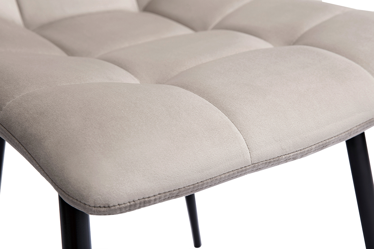 Sedie design in tessuto velluto color talpa e metallo nero (set di 2) MAXWELL