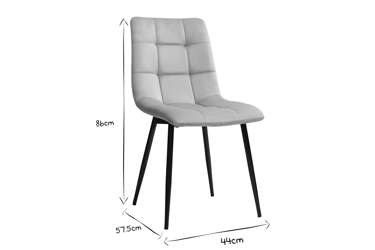 Sedie design in tessuto velluto color talpa e metallo nero (set di 2) MAXWELL