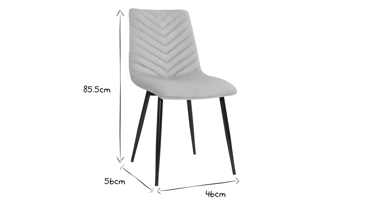 Sedie design in tessuto velluto color talpa e metallo nero (set di 2) PUMPKIN
