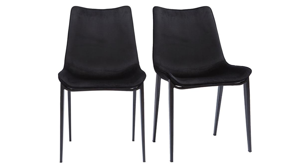 Sedie design in tessuto velluto nero e metallo (set di 2) BLAZE
