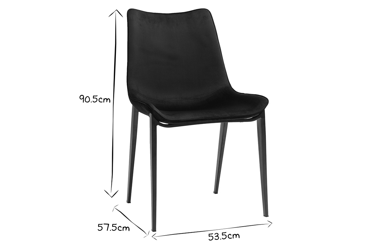 Sedie design in tessuto velluto nero e metallo (set di 2) BLAZE