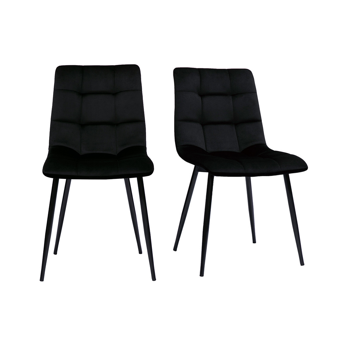 Sedie design in tessuto velluto nero e metallo nero (set di 2) MAXWELL