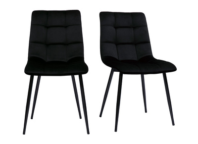 Sedie design in tessuto velluto nero e metallo nero (set di 2) MAXWELL