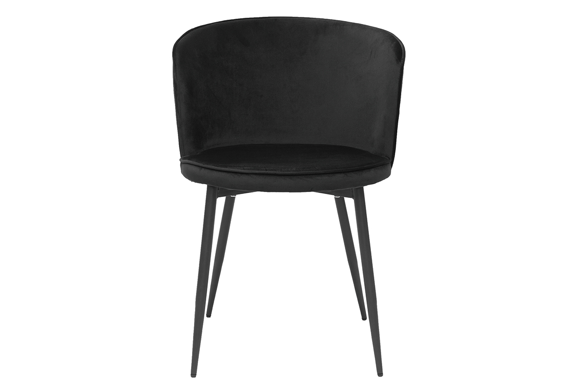 Sedie design in tessuto velluto nero e metallo nero (set di 2) SERIF