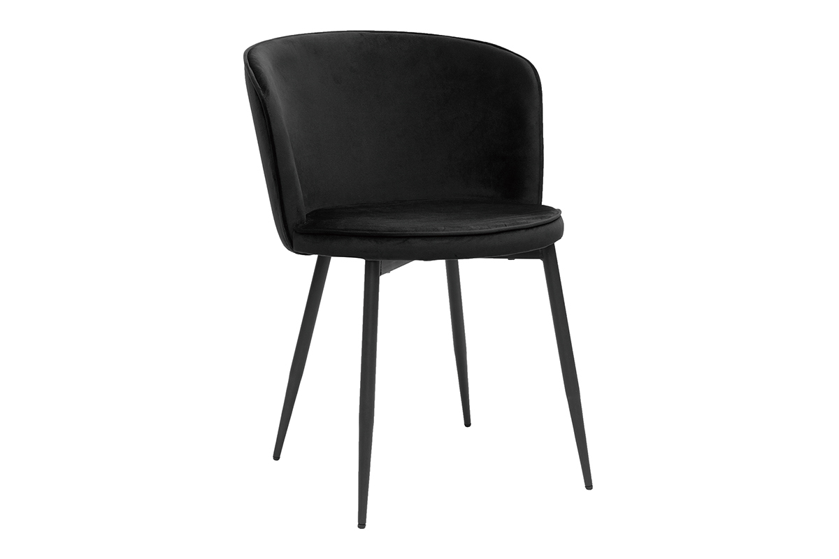 Sedie design in tessuto velluto nero e metallo nero (set di 2) SERIF