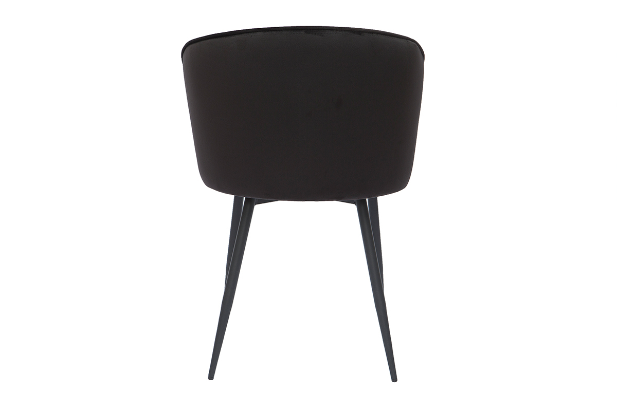 Sedie design in tessuto velluto nero e metallo nero (set di 2) SERIF