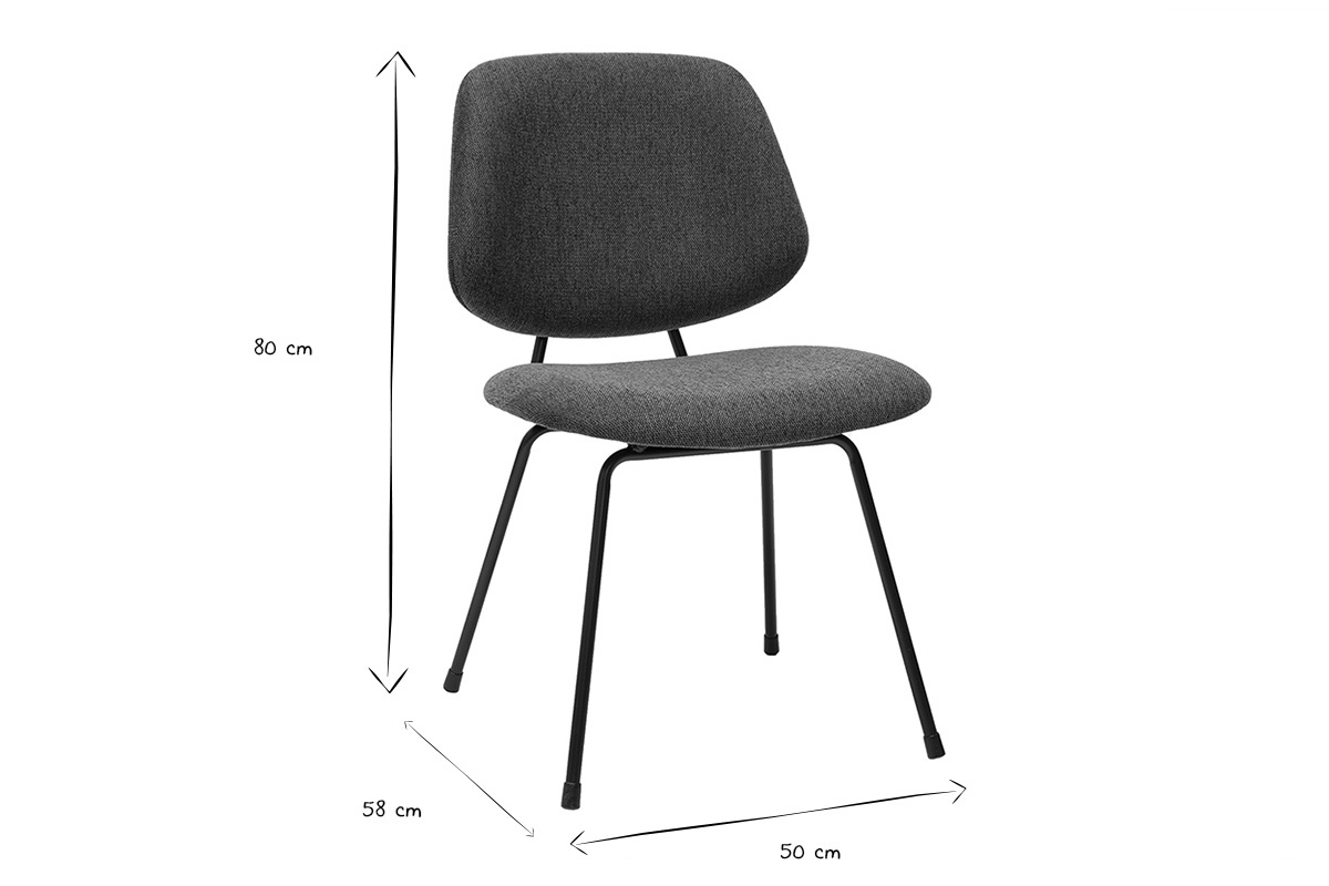 Dimensionsi della sedia di design BARNET in nero e bianco: 80 cm di altezza, 58 cm di profondit�, 50 cm di larghezza.