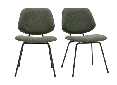 Sedie design in tessuto verde kaki e metallo nero (lotto di 2) BARNET