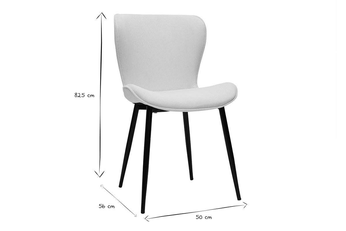 Sedie design in velluto a coste beige e metallo nero (set di 2) ADDICT