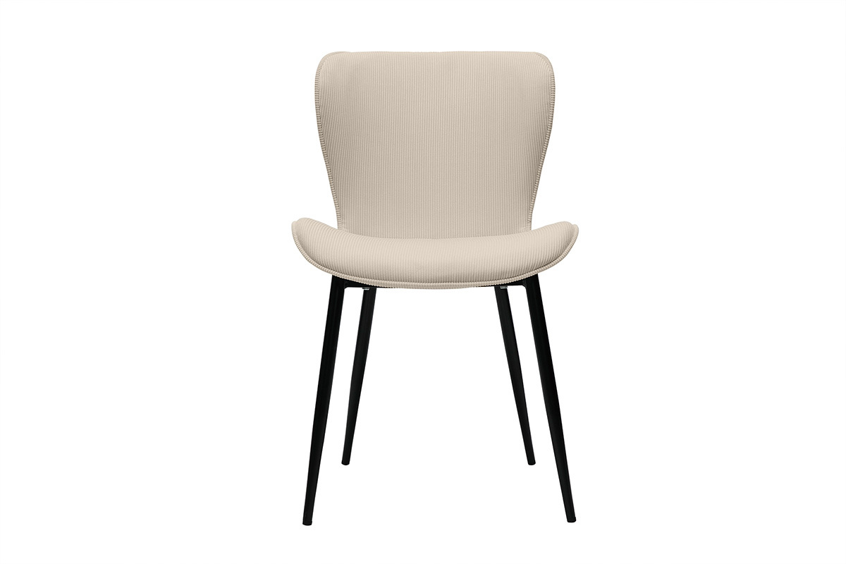 Sedie design in velluto a coste beige e metallo nero (set di 2) ADDICT