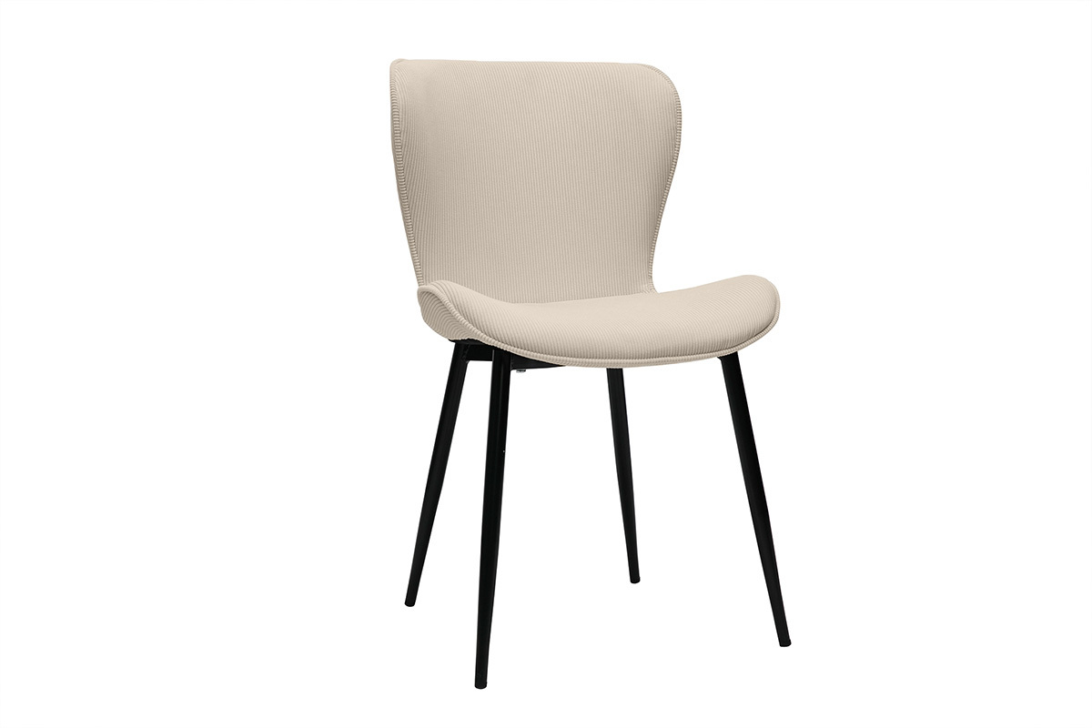 Sedie design in velluto a coste beige e metallo nero (set di 2) ADDICT