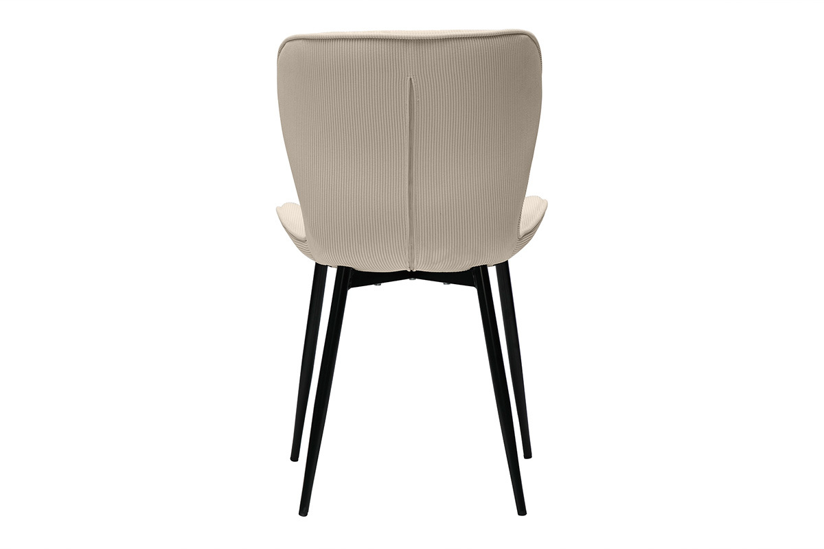 Sedie design in velluto a coste beige e metallo nero (set di 2) ADDICT
