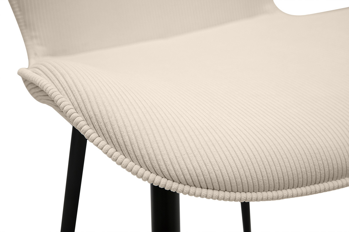 Sedie design in velluto a coste beige e metallo nero (set di 2) ADDICT