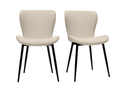 Sedie design in velluto a coste beige e metallo nero (set di 2) ADDICT