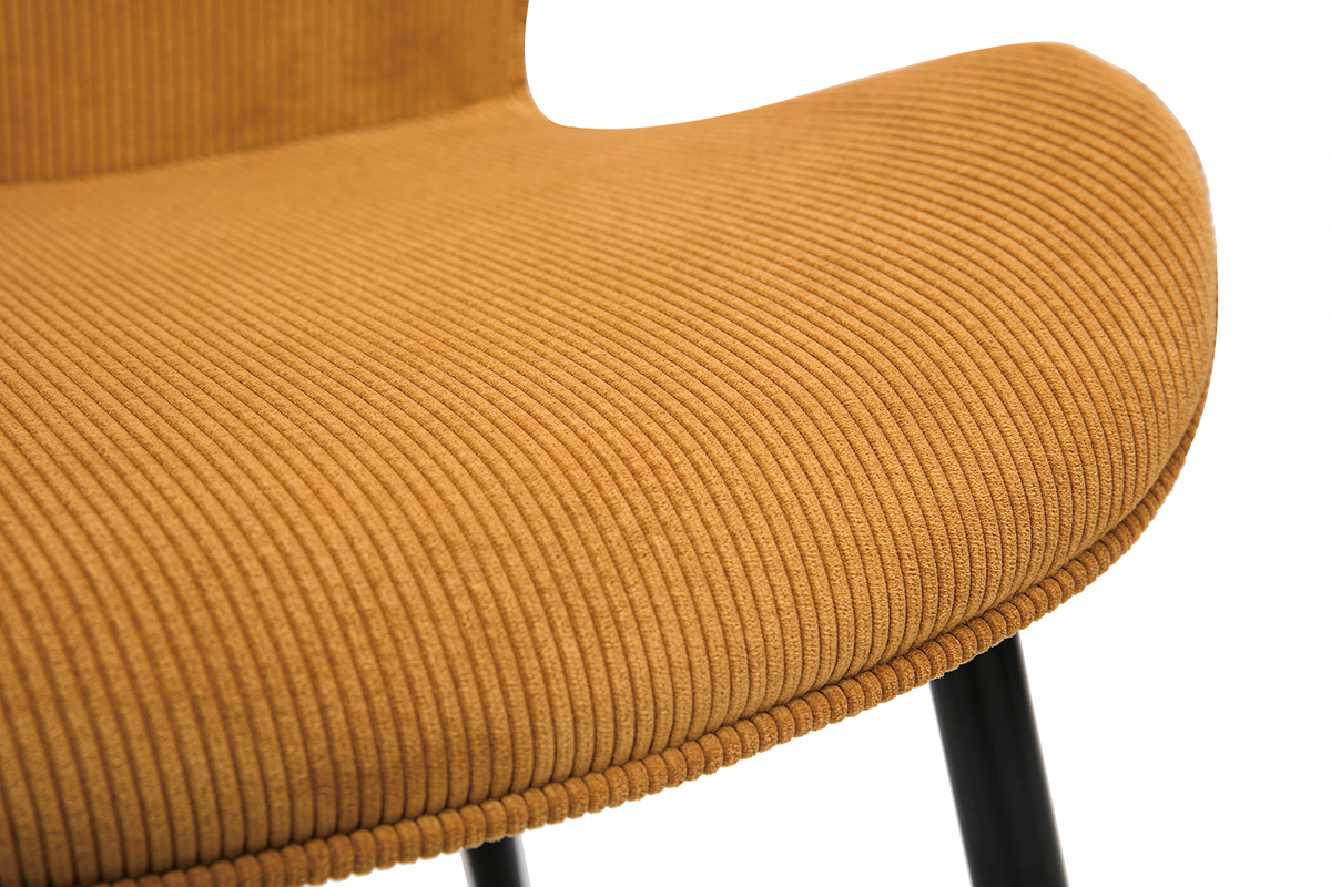 Sedie design in velluto a coste giallo curry e metallo nero (set di 2) ADDICT