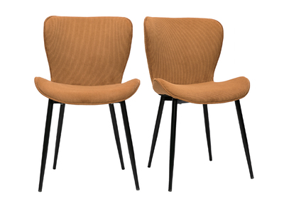 Sedie design in velluto a coste giallo curry e metallo nero (set di 2) ADDICT