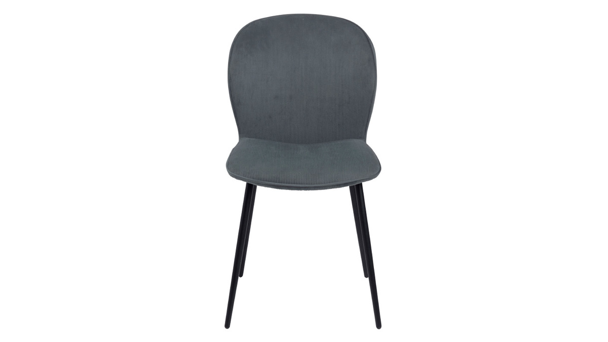 Sedie design in velluto a coste grigio e metallo (set di 2) - ADDICT