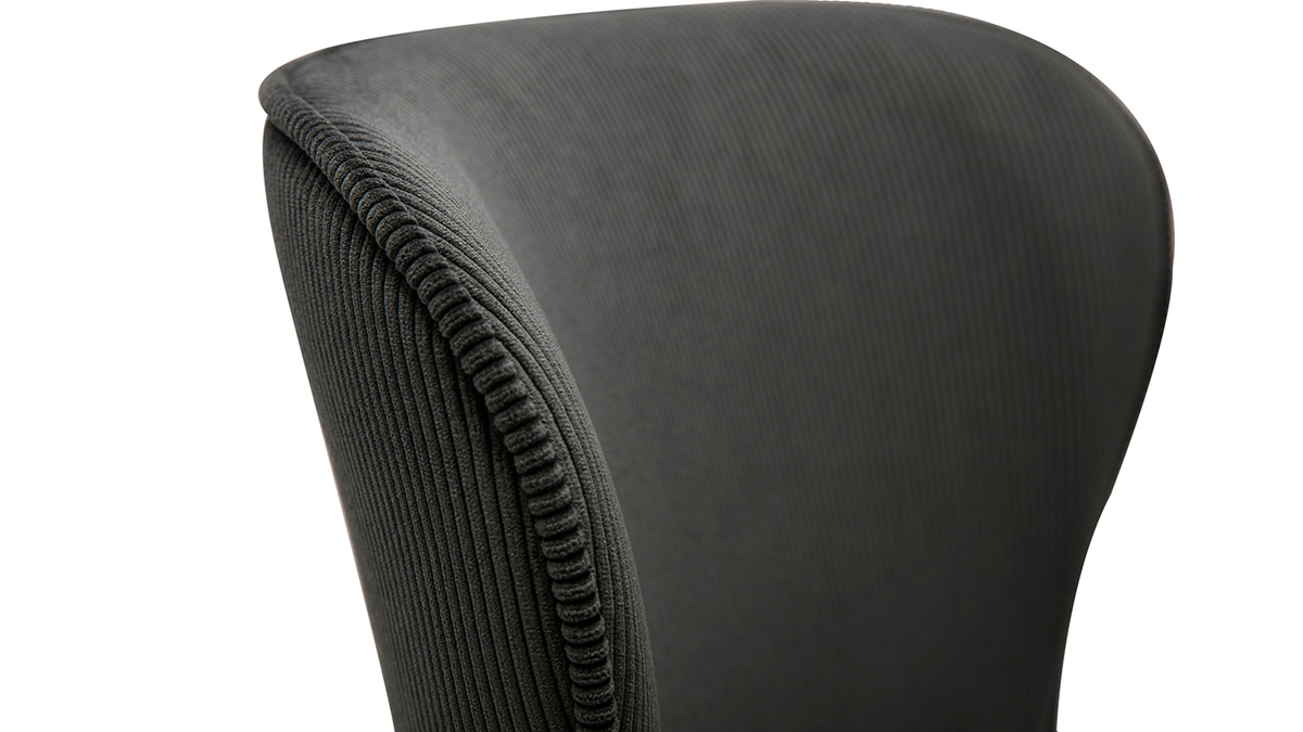 Sedie design in velluto a coste grigio scuro e metallo nero (set di 2) ADDICT