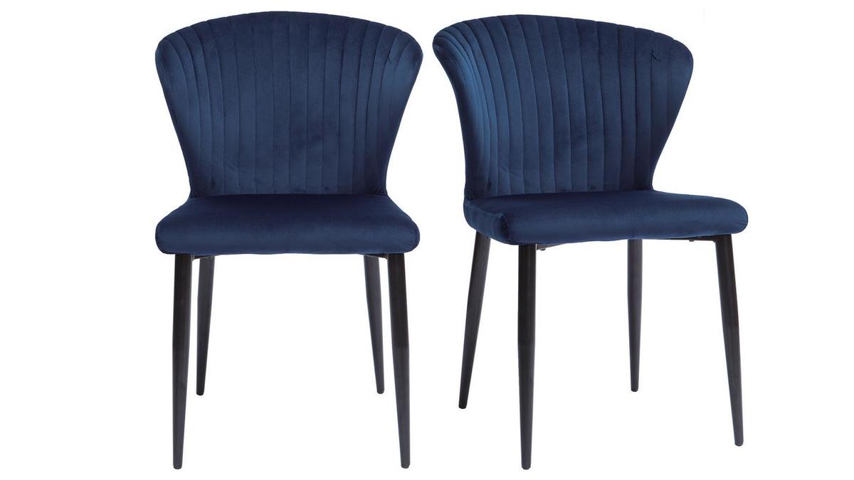Sedie design in velluto blu (set di 2) KAYEL