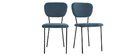 Sedie design in velluto Blu e struttura in metallo Nero set di 2 LEPIDUS