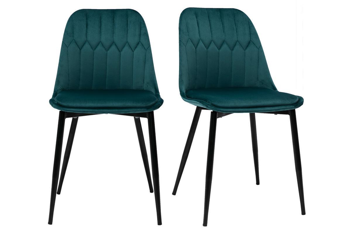 Sedie design in velluto blu petrolio e base metallo (set di 2) FUSE