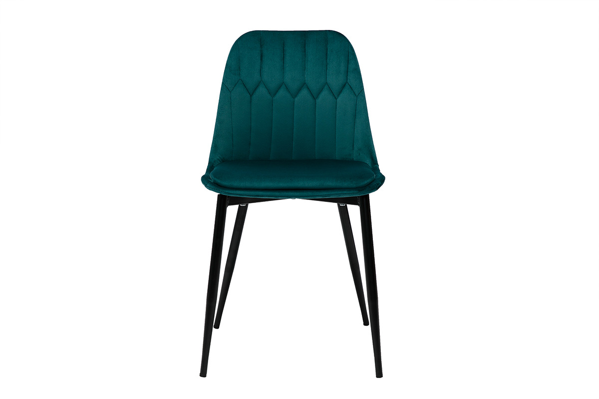 Sedie design in velluto blu petrolio e base metallo (set di 2) FUSE