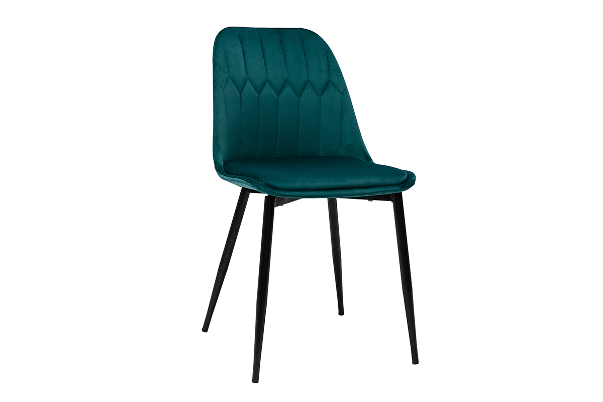 Sedie design in velluto blu petrolio e base metallo (set di 2) FUSE