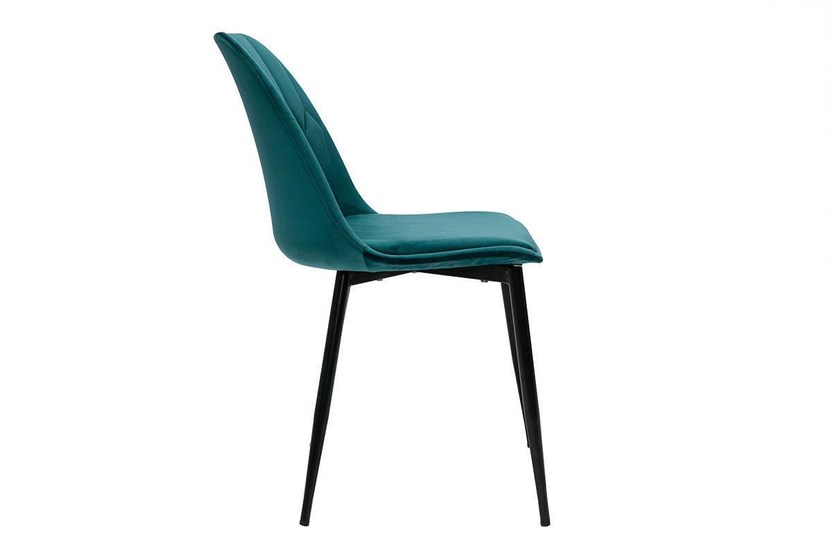 Sedie design in velluto blu petrolio e base metallo (set di 2) FUSE