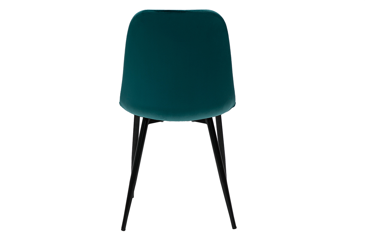 Sedie design in velluto blu petrolio e base metallo (set di 2) FUSE