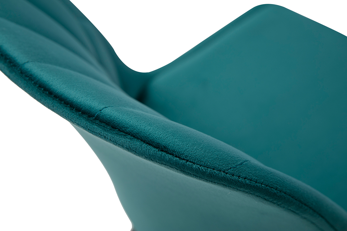 Sedie design in velluto blu petrolio e base metallo (set di 2) FUSE