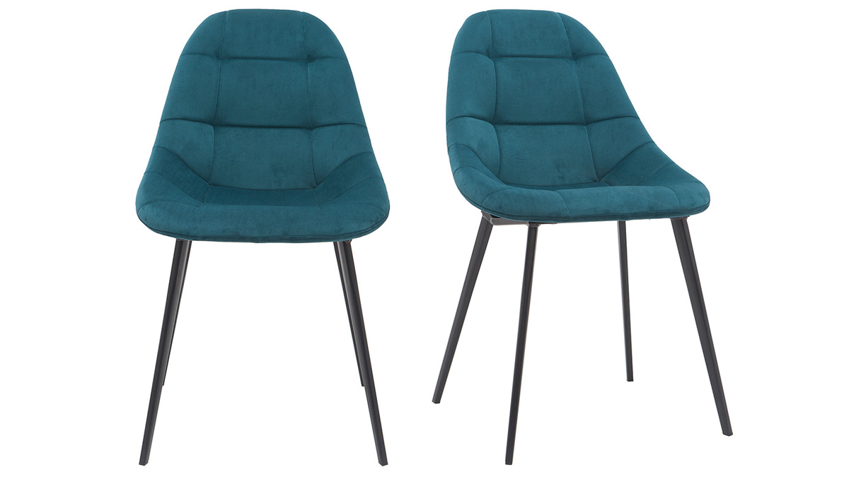 Sedie design in velluto blu petrolio e metallo (set di 2) COX