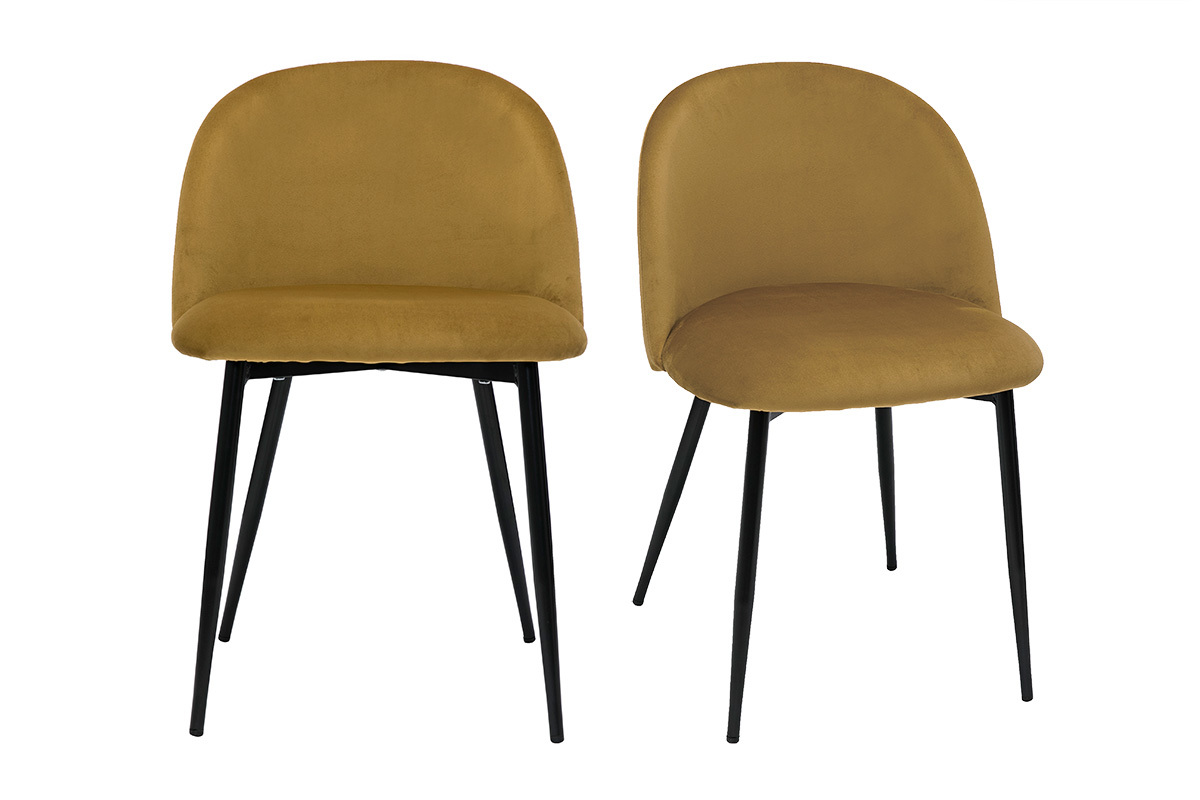 Sedie design in velluto bronzo e metallo nero (set di 2) CELESTE