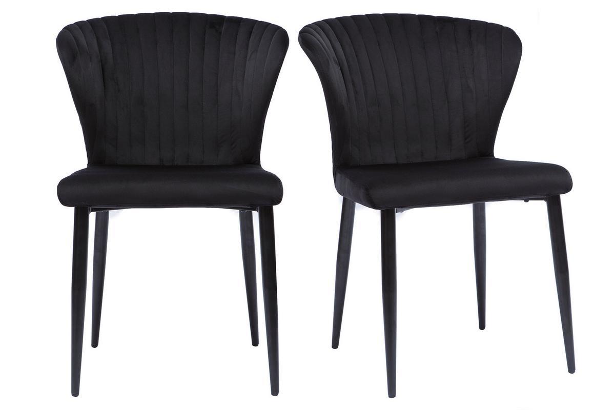 Sedie design in velluto nero (set di 2) KAYEL