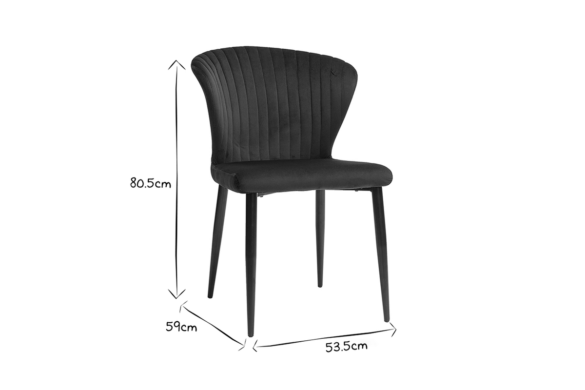 Sedie design in velluto nero (set di 2) KAYEL
