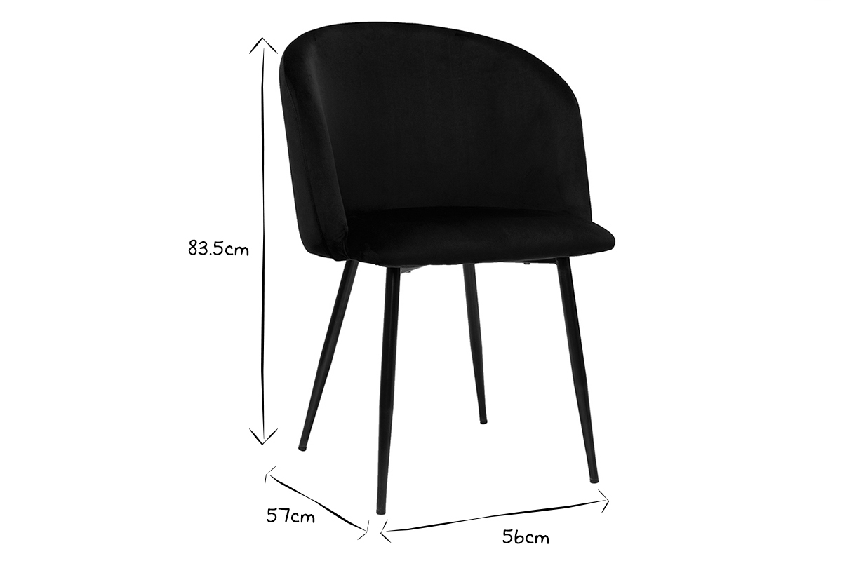 Sedie design in velluto nero (set di 2) VANITY