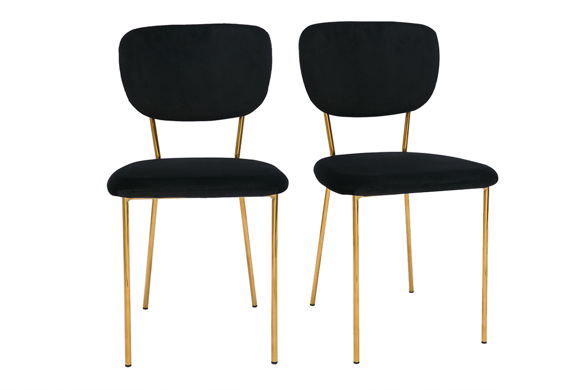 Sedie design in velluto nero e metallo dorato (set di 2) LEPIDUS