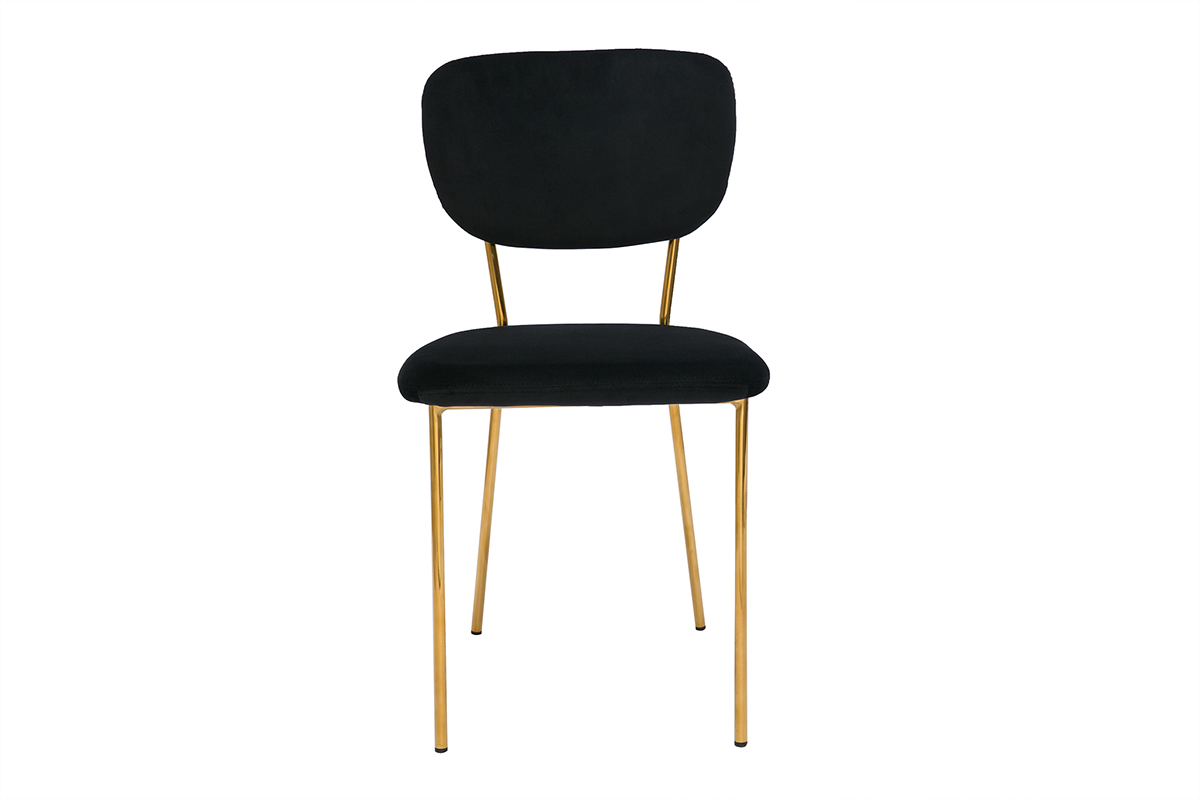 Sedie design in velluto nero e metallo dorato (set di 2) LEPIDUS