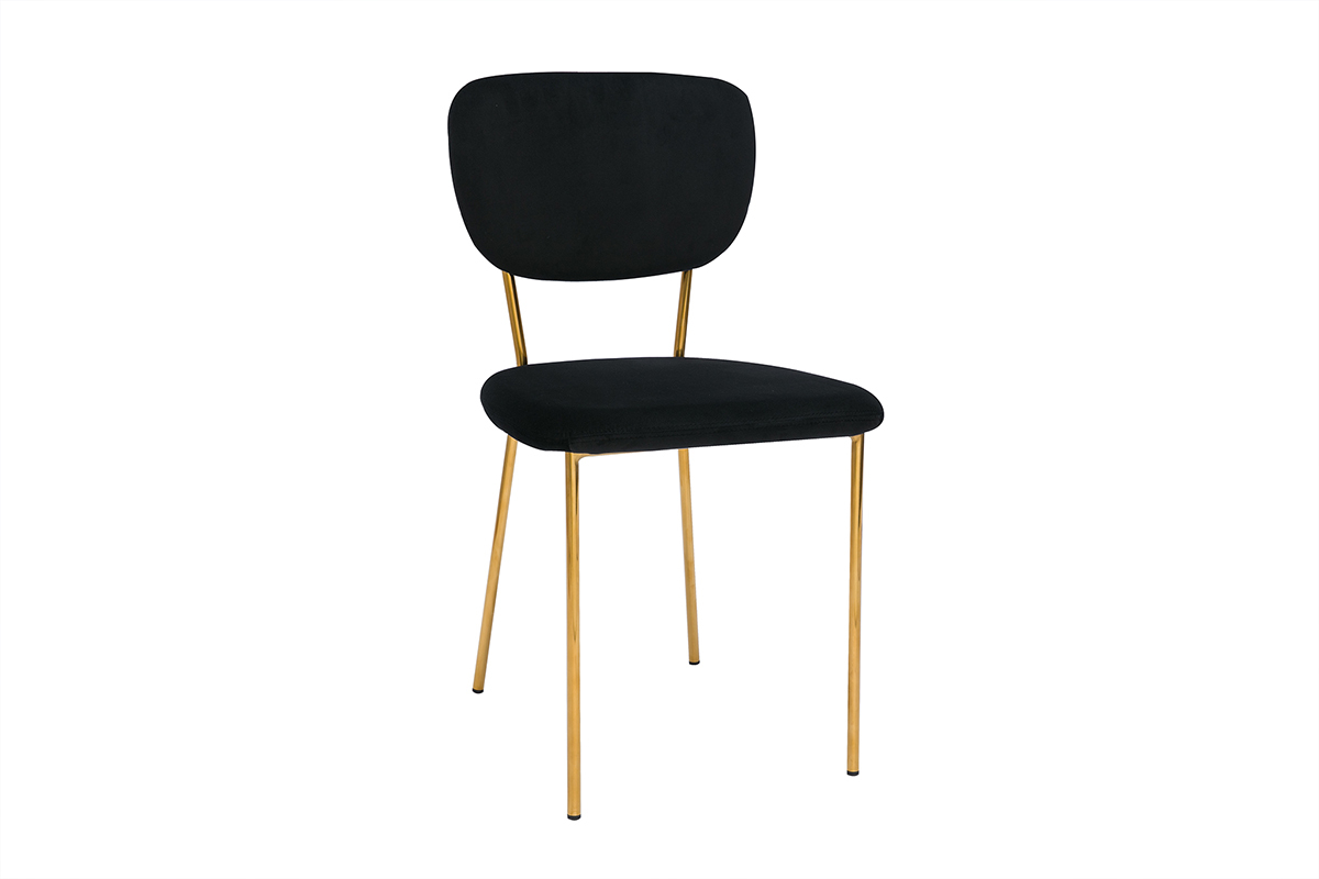 Sedie design in velluto nero e metallo dorato (set di 2) LEPIDUS