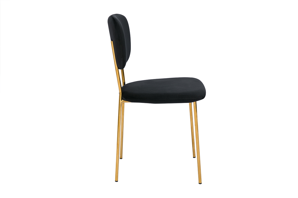 Sedie design in velluto nero e metallo dorato (set di 2) LEPIDUS