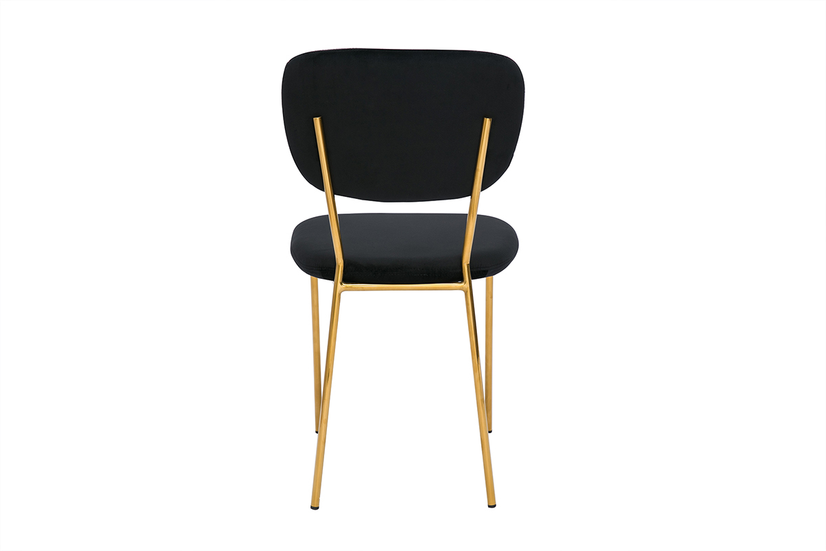 Sedie design in velluto nero e metallo dorato (set di 2) LEPIDUS