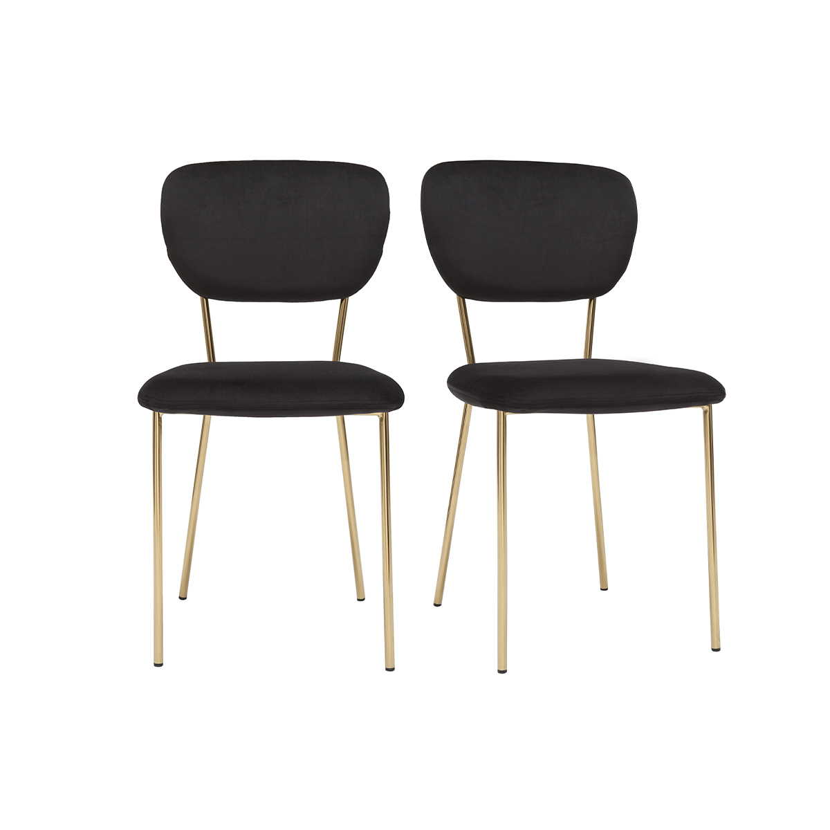 Sedie design in velluto nero e metallo dorato (set di 2) LEPIDUS