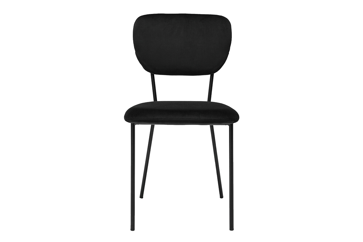 Sedie design in velluto nero e struttura in metallo nero (set di 2) LEPIDUS