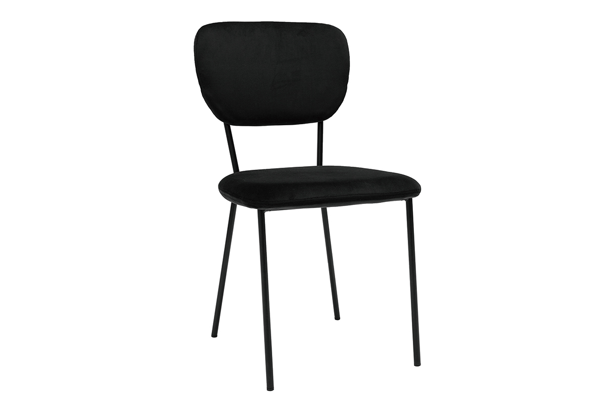 Sedie design in velluto nero e struttura in metallo nero (set di 2) LEPIDUS